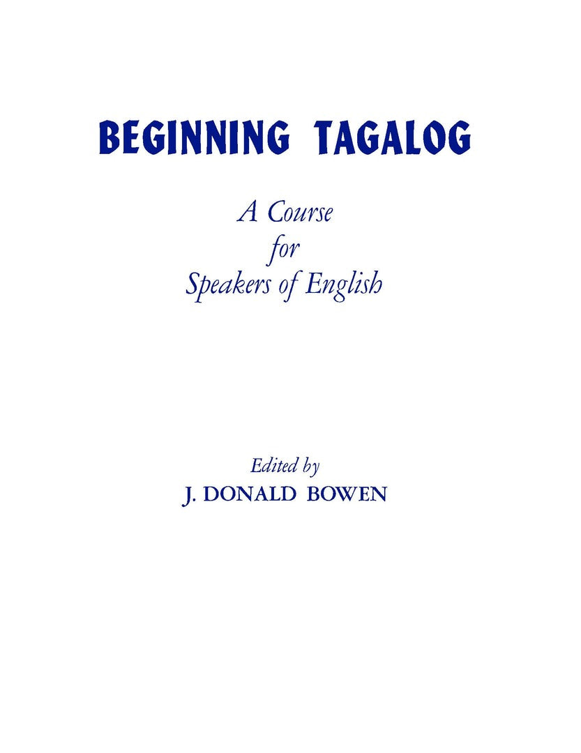 Cover image for Beginning Tagalog ISBN 9780520001565